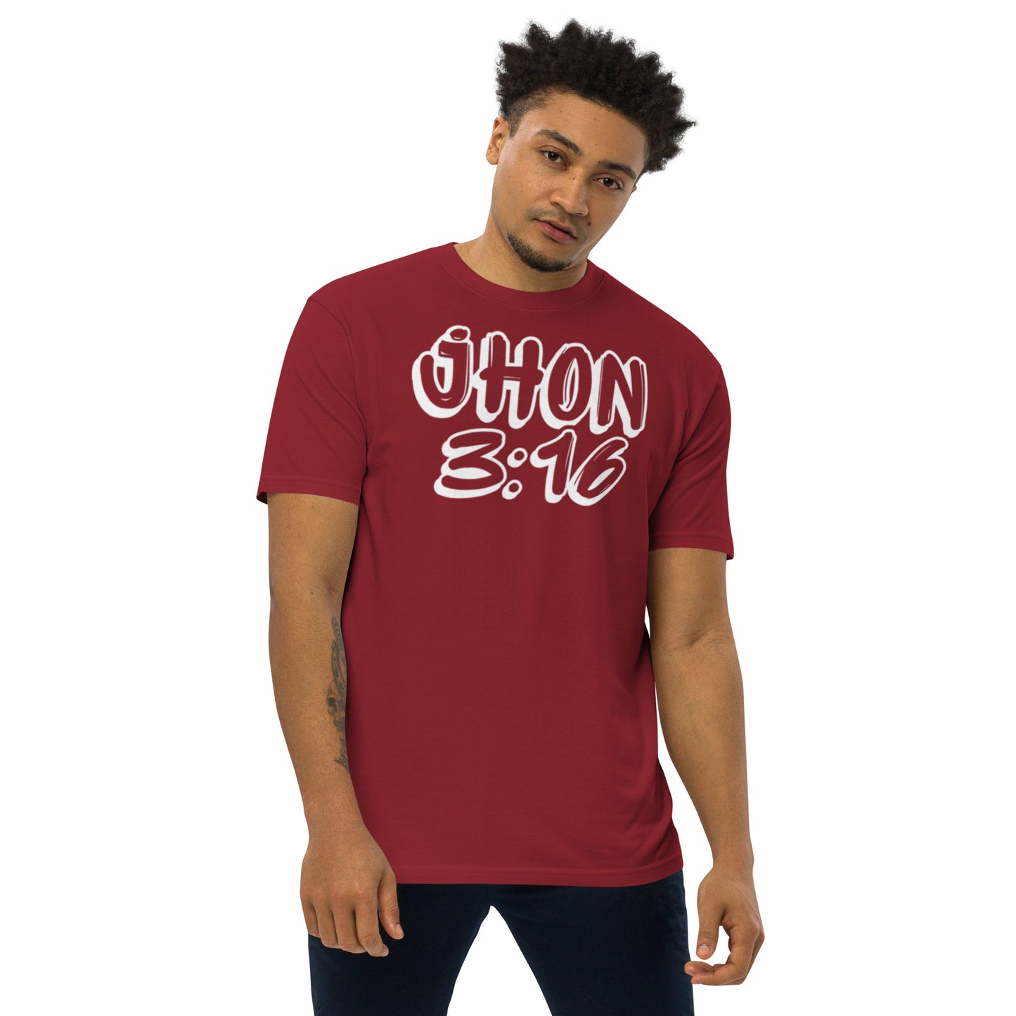 Jhon 3:16 Men’s premium heavyweight tee