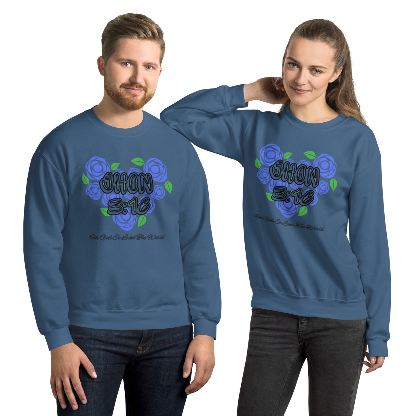 Jhon 3:16 Blue Heart For Men Unisex Sweatshirt