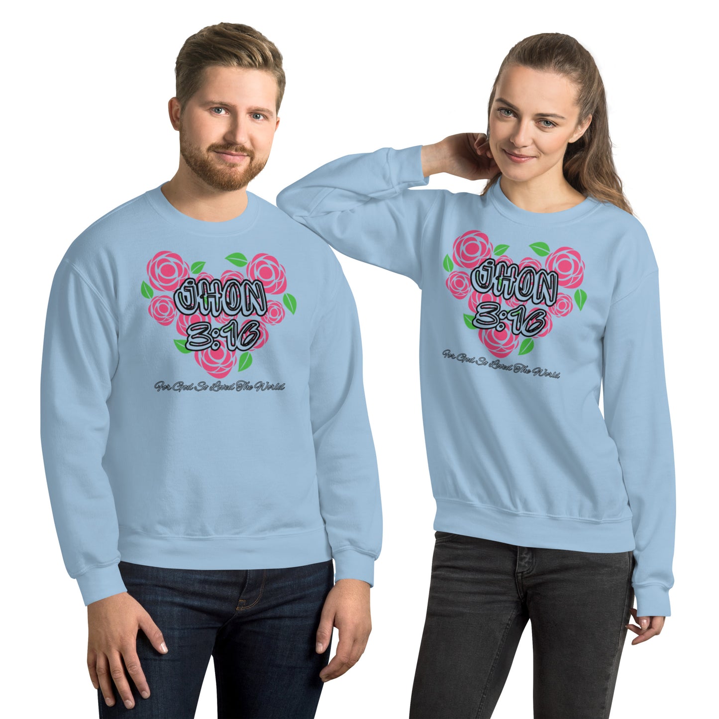 Jhon 3:16  Pink Heart Unisex Sweatshirt