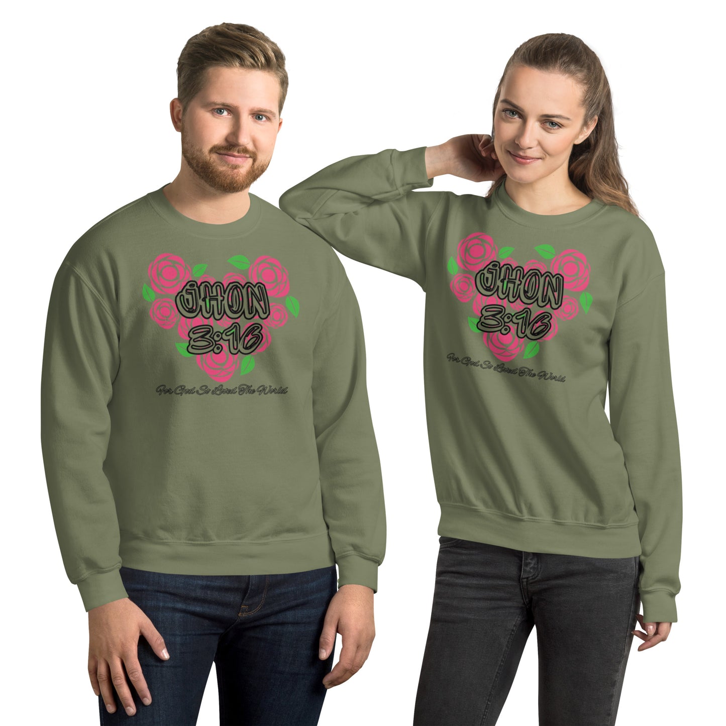 Jhon 3:16  Pink Heart Unisex Sweatshirt