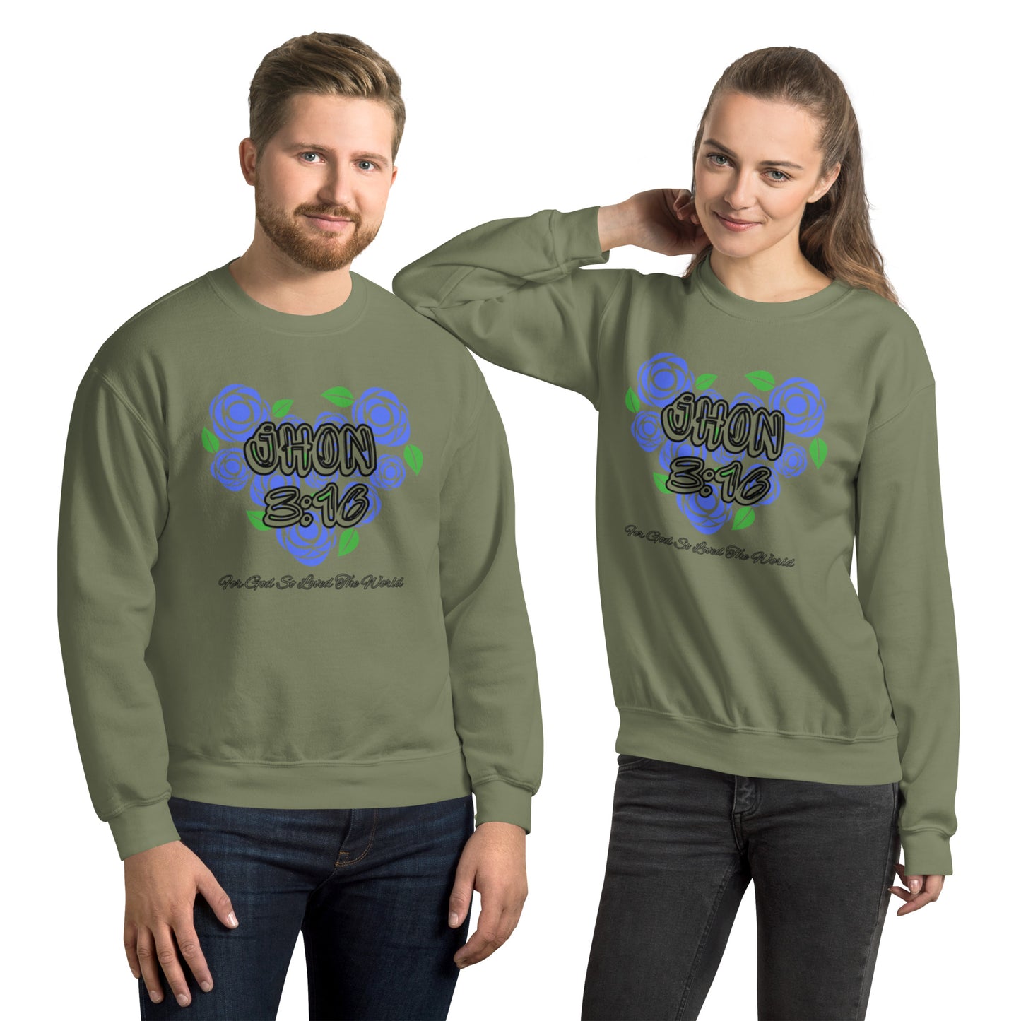 Jhon 3:16 Blue Heart For Men Unisex Sweatshirt