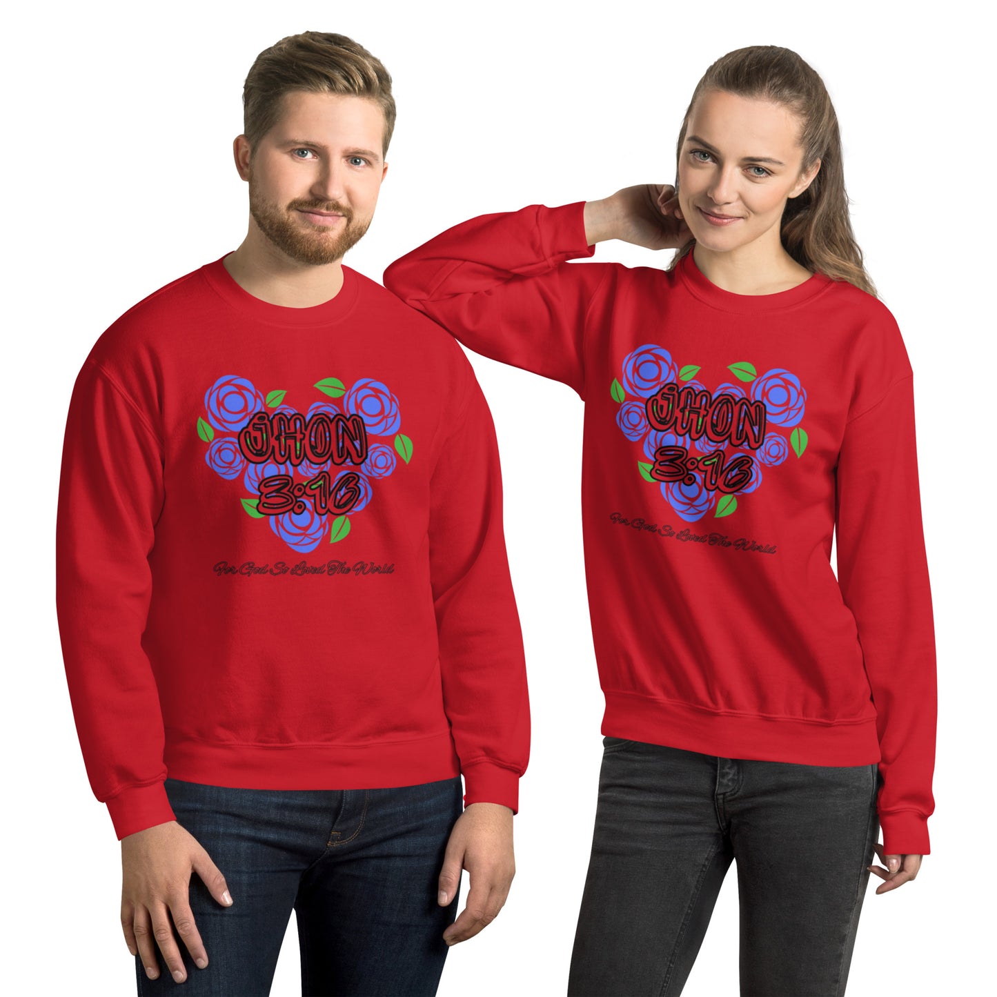 Jhon 3:16 Blue Heart For Men Unisex Sweatshirt