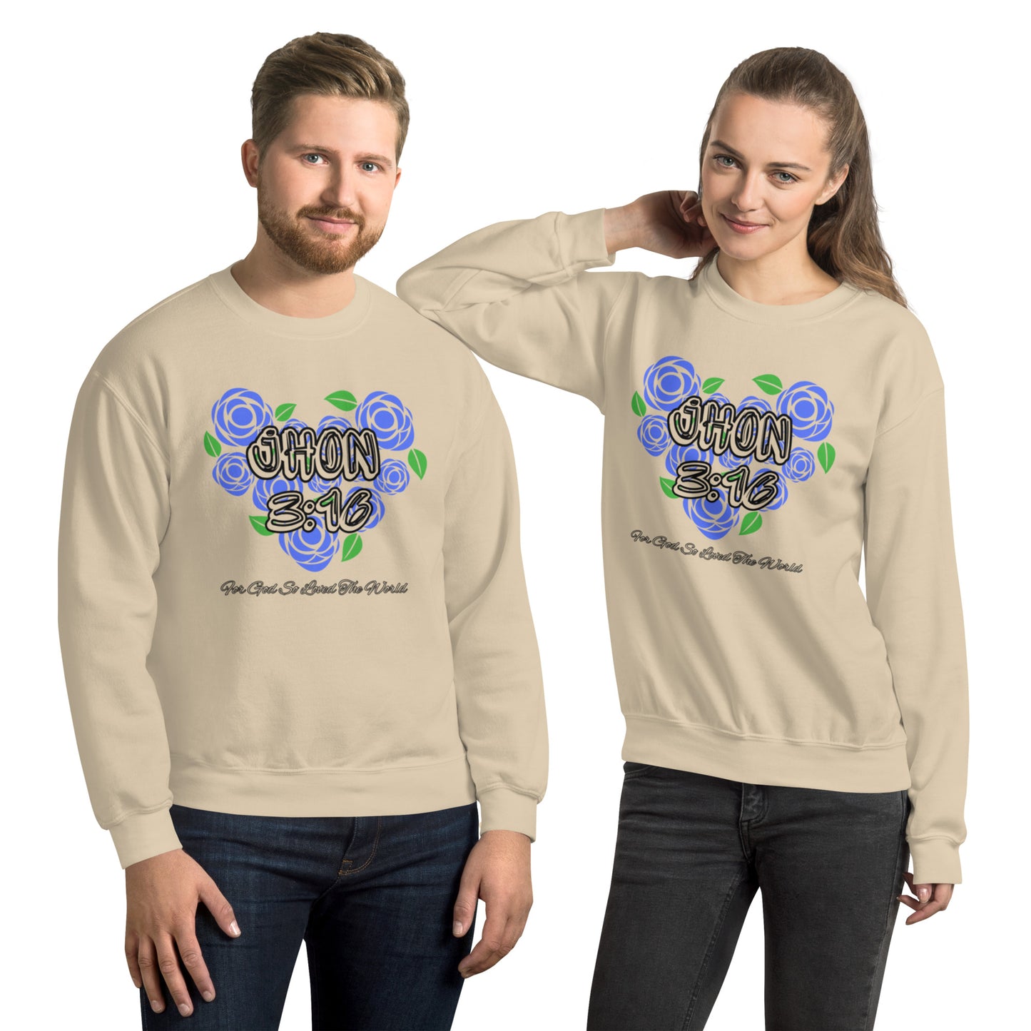 Jhon 3:16 Blue Heart For Men Unisex Sweatshirt