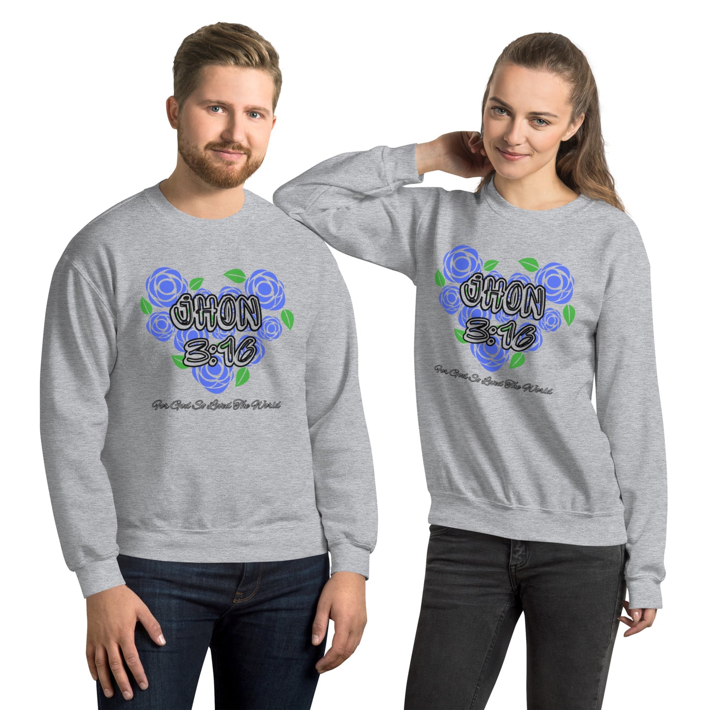 Jhon 3:16 Blue Heart For Men Unisex Sweatshirt