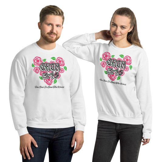 Jhon 3:16  Pink Heart Unisex Sweatshirt