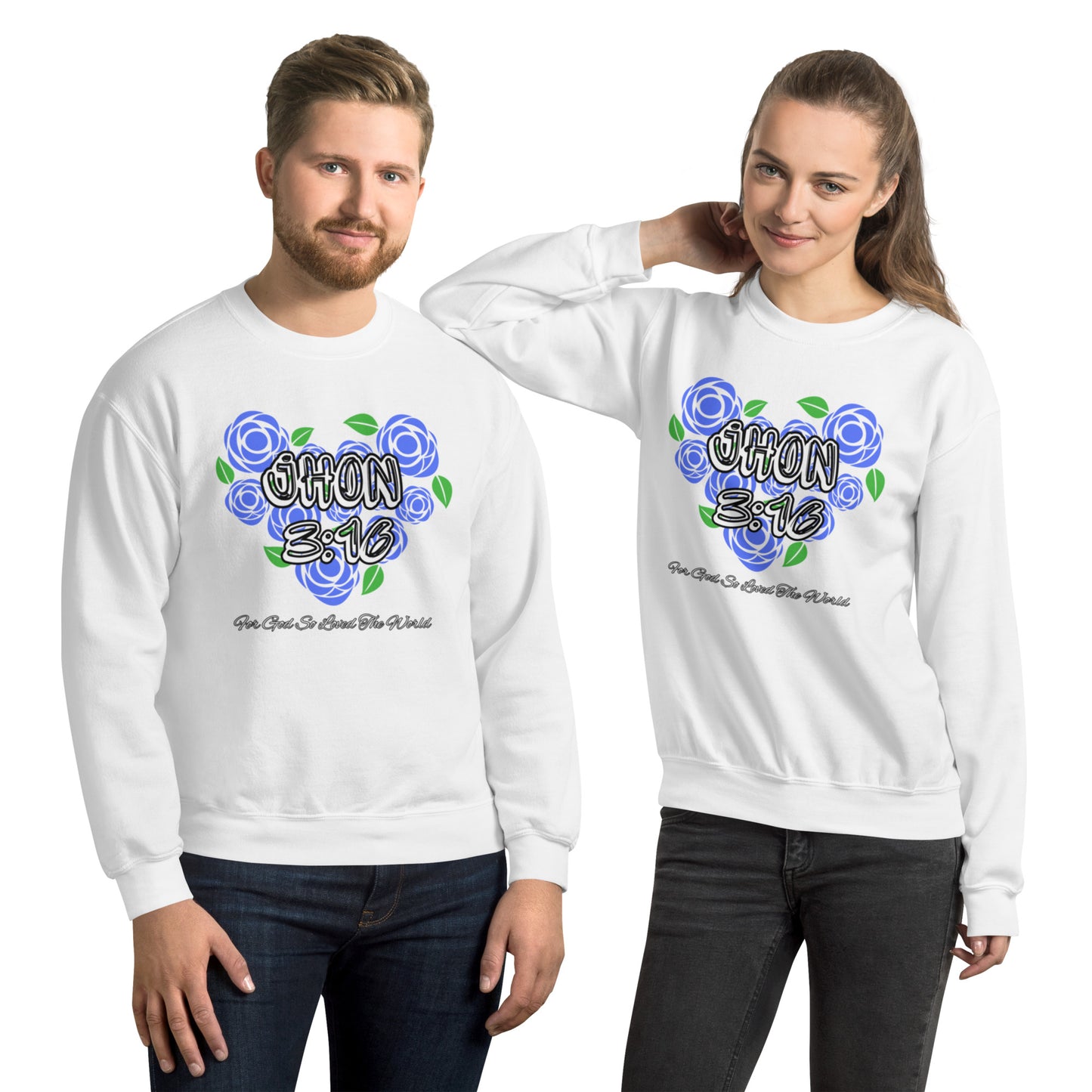 Jhon 3:16 Blue Heart For Men Unisex Sweatshirt