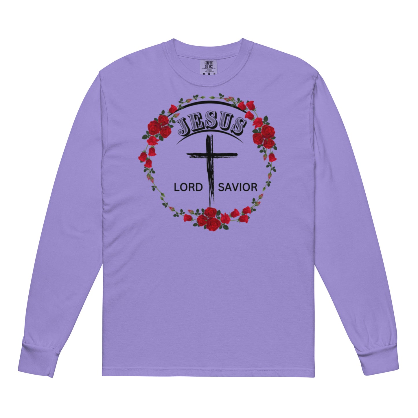 Jesus Lord Savior Garment-dyed heavyweight long-sleeve shirt