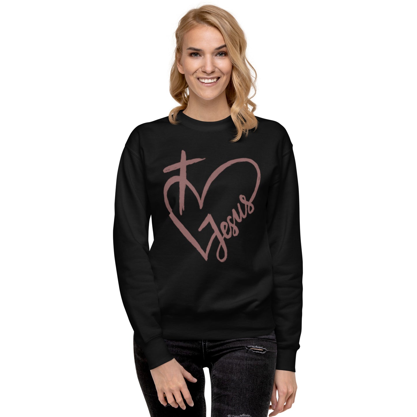 Heart Cross Jesus Unisex Premium Sweatshirt