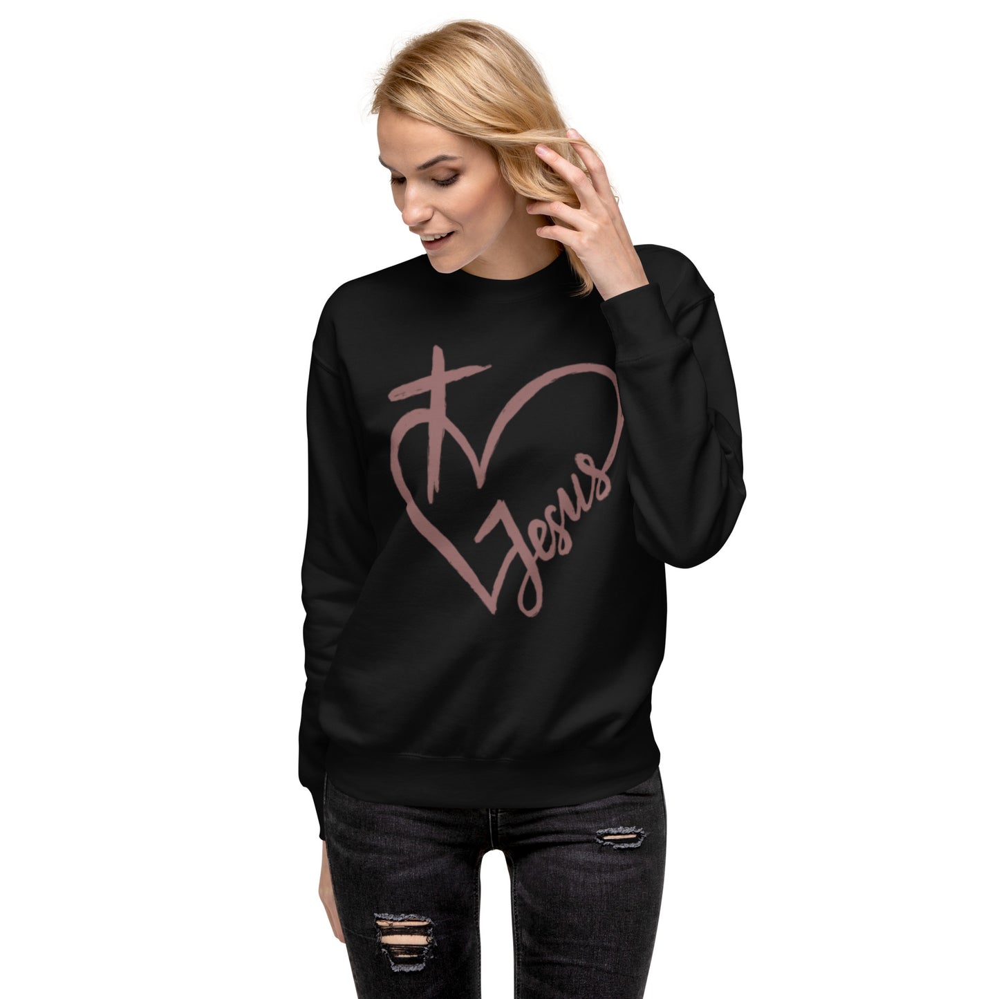 Heart Cross Jesus Unisex Premium Sweatshirt