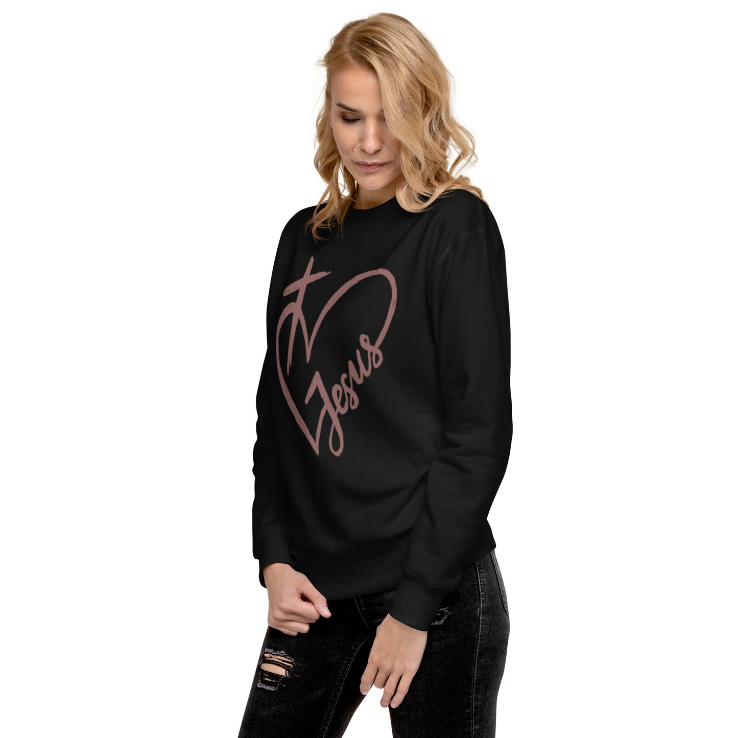 Heart Cross Jesus Unisex Premium Sweatshirt