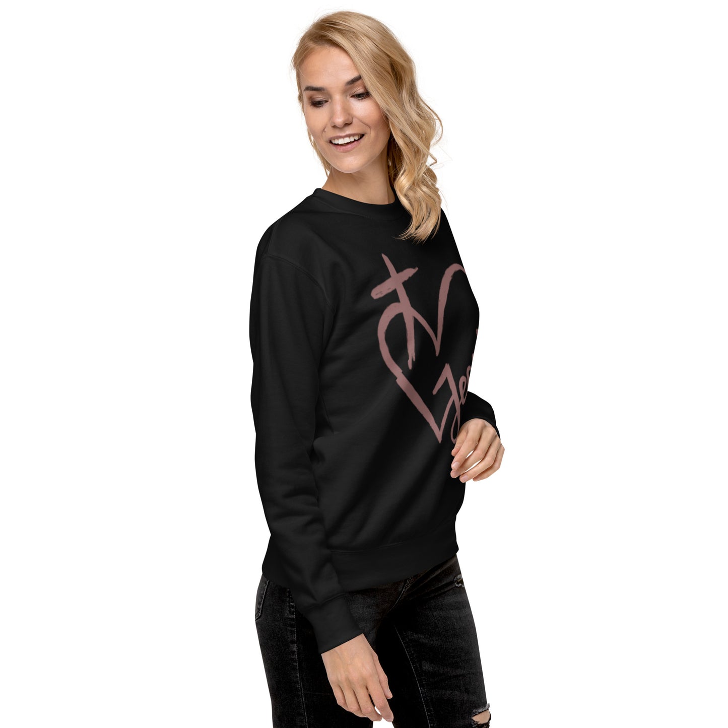 Heart Cross Jesus Unisex Premium Sweatshirt