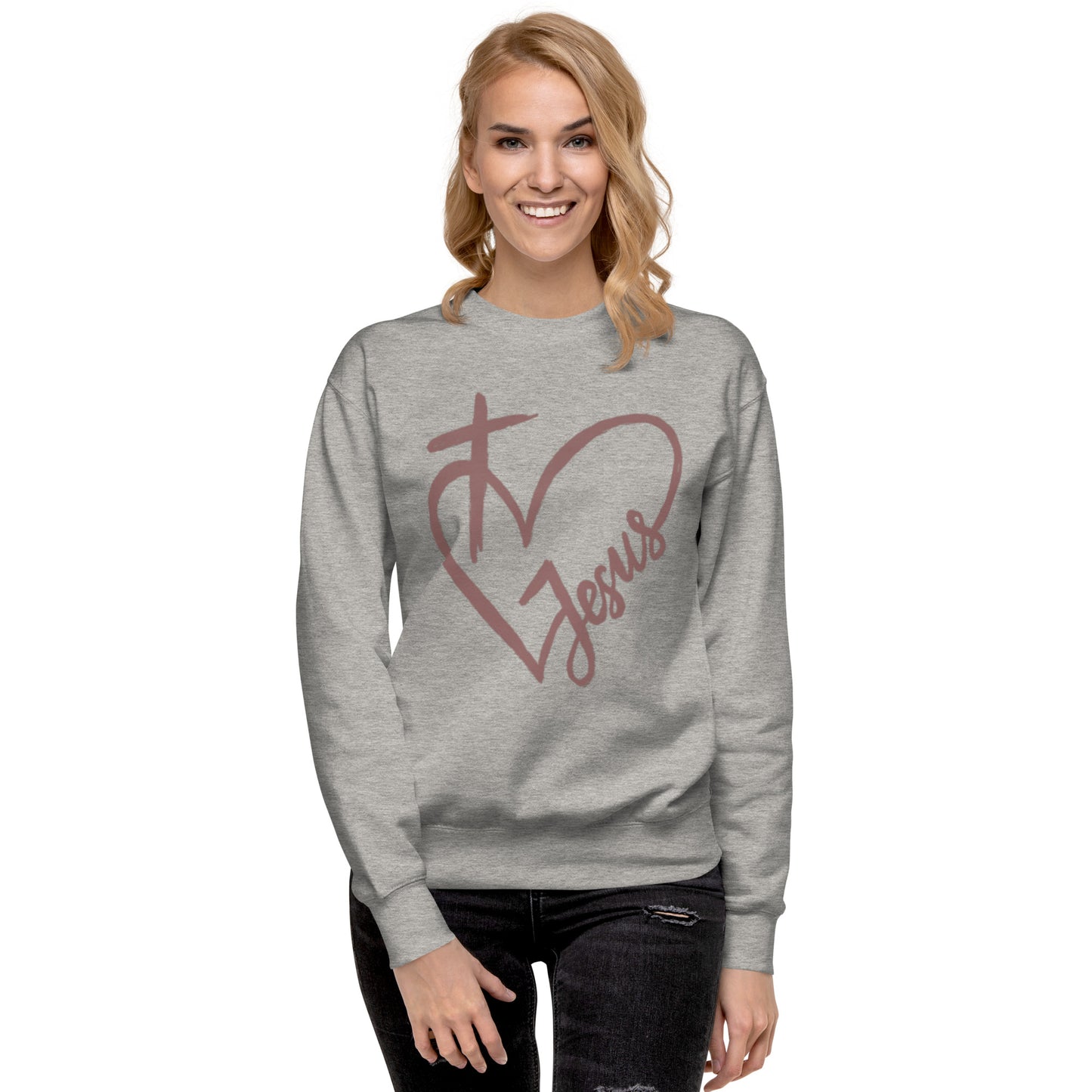 Heart Cross Jesus Unisex Premium Sweatshirt