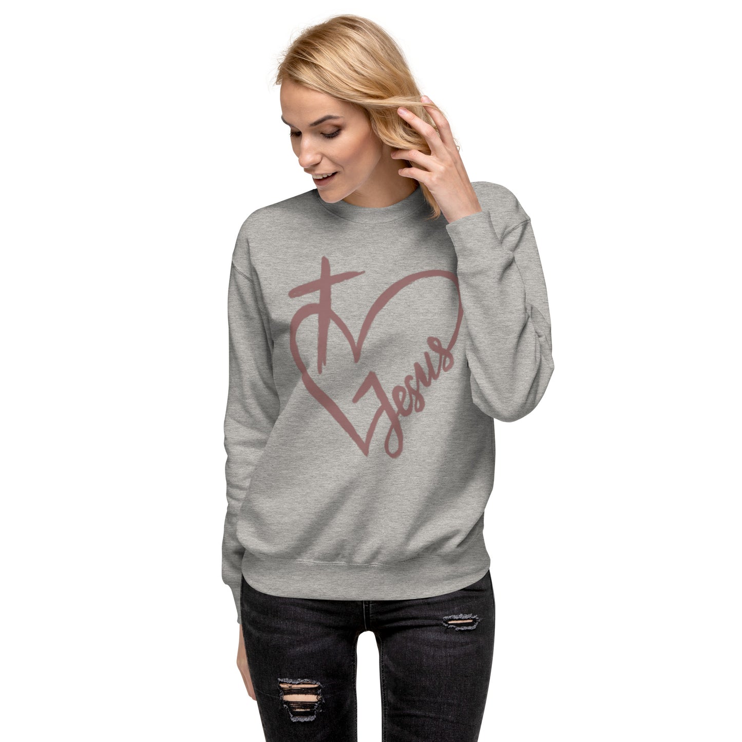 Heart Cross Jesus Unisex Premium Sweatshirt