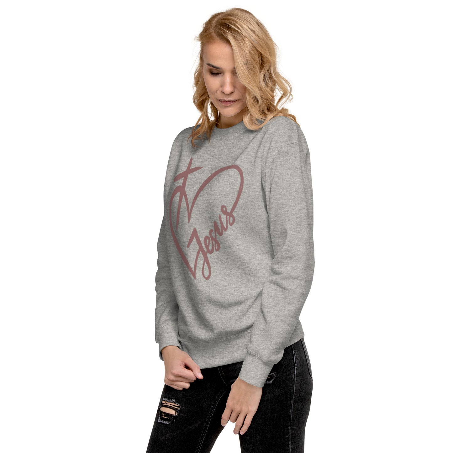 Heart Cross Jesus Unisex Premium Sweatshirt