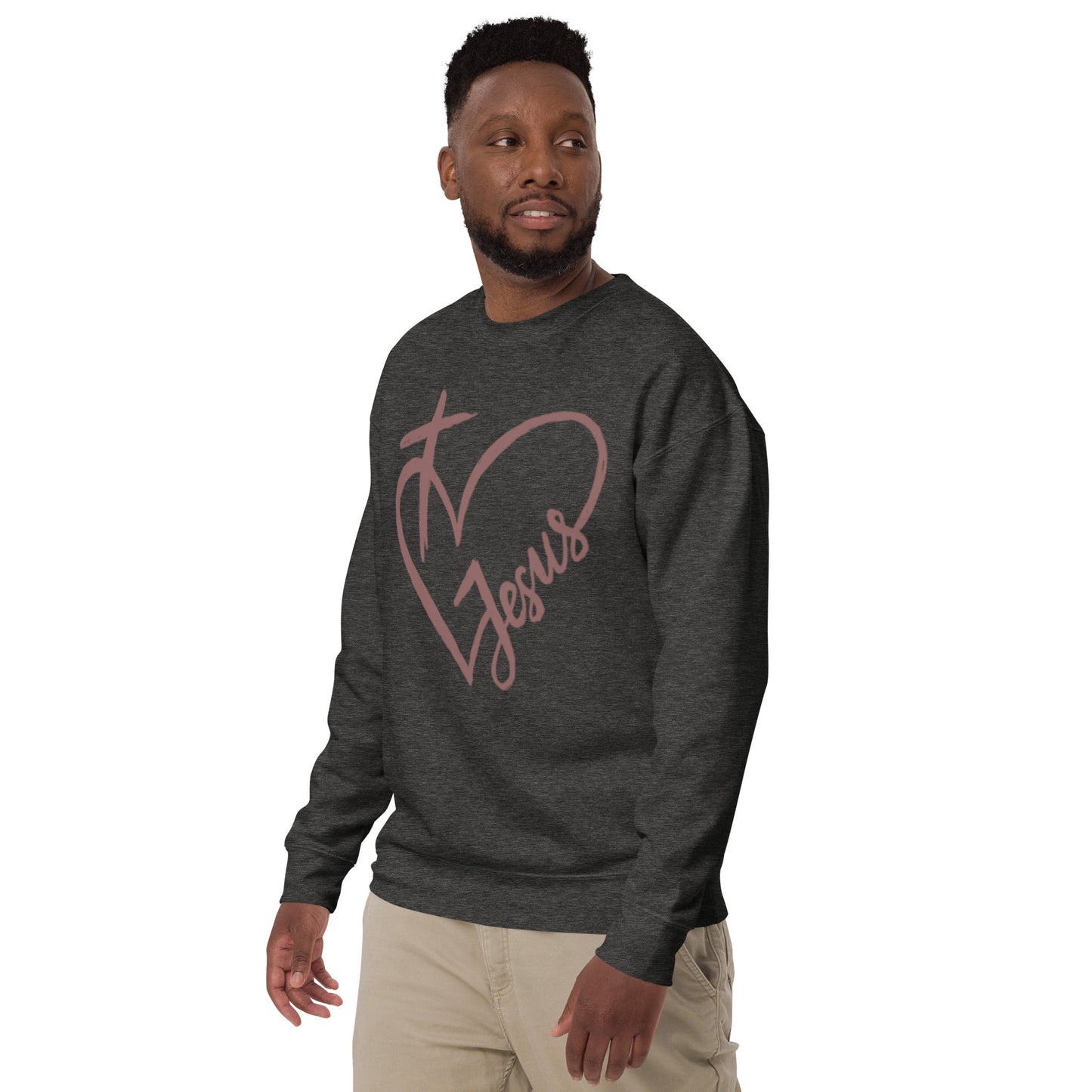 Heart Cross Jesus Unisex Premium Sweatshirt