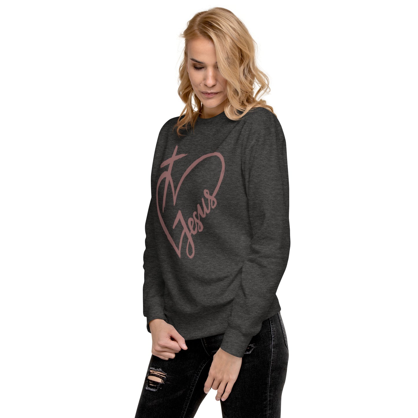 Heart Cross Jesus Unisex Premium Sweatshirt