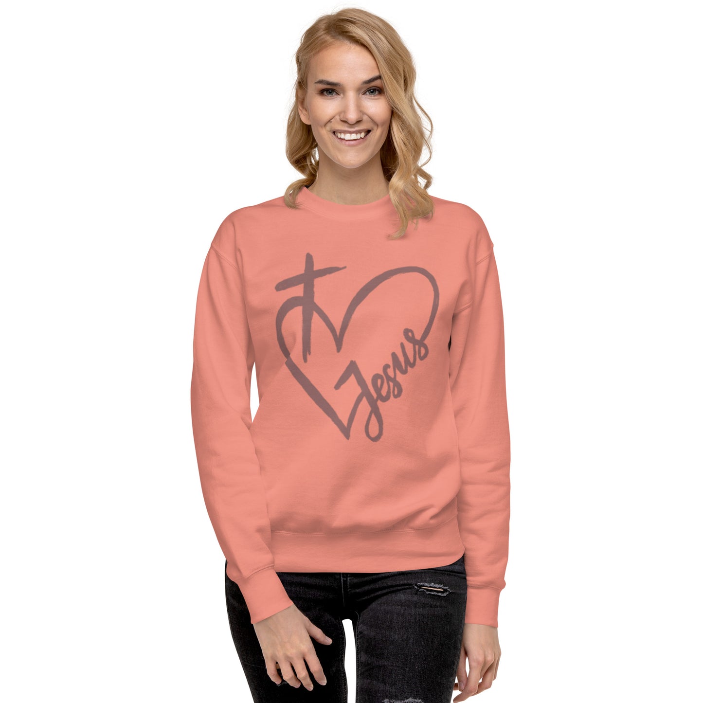 Heart Cross Jesus Unisex Premium Sweatshirt