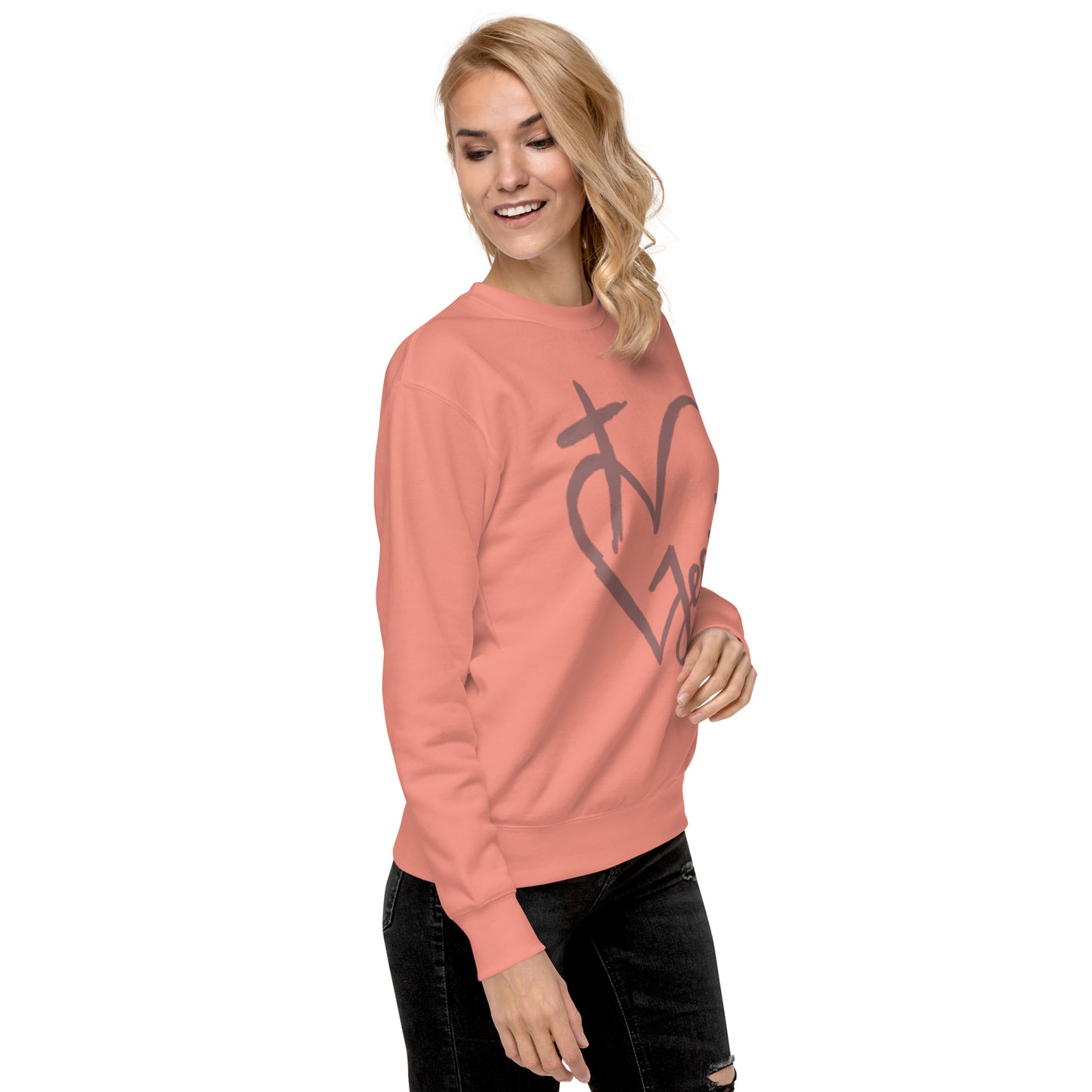 Heart Cross Jesus Unisex Premium Sweatshirt