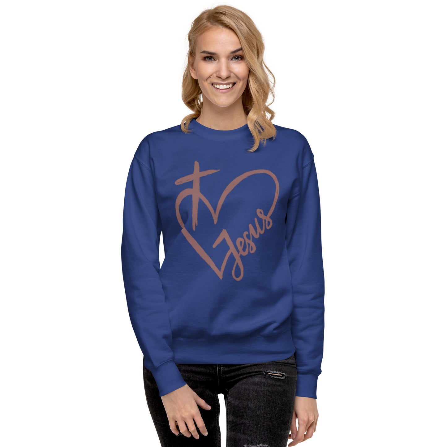 Heart Cross Jesus Unisex Premium Sweatshirt