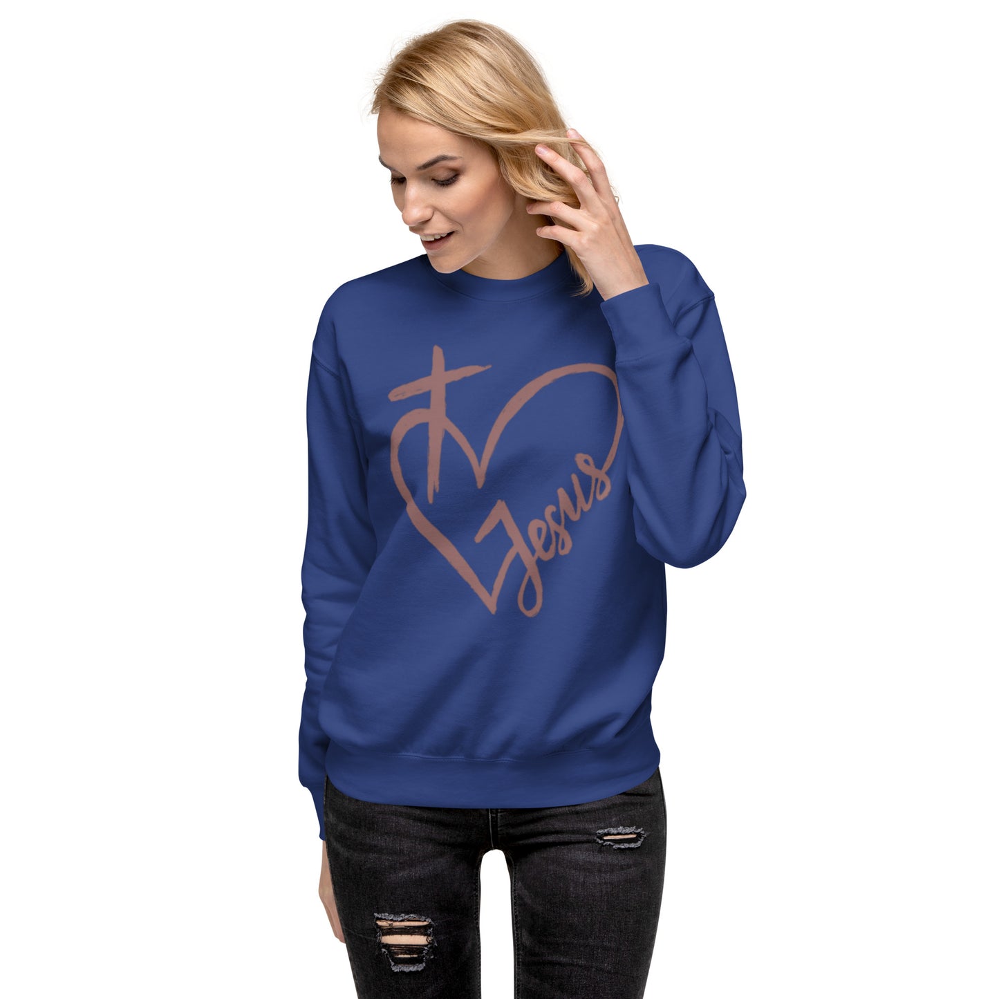 Heart Cross Jesus Unisex Premium Sweatshirt