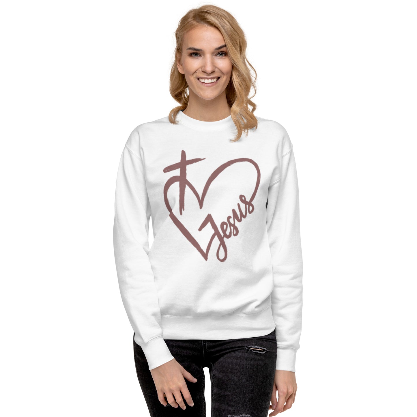 Heart Cross Jesus Unisex Premium Sweatshirt