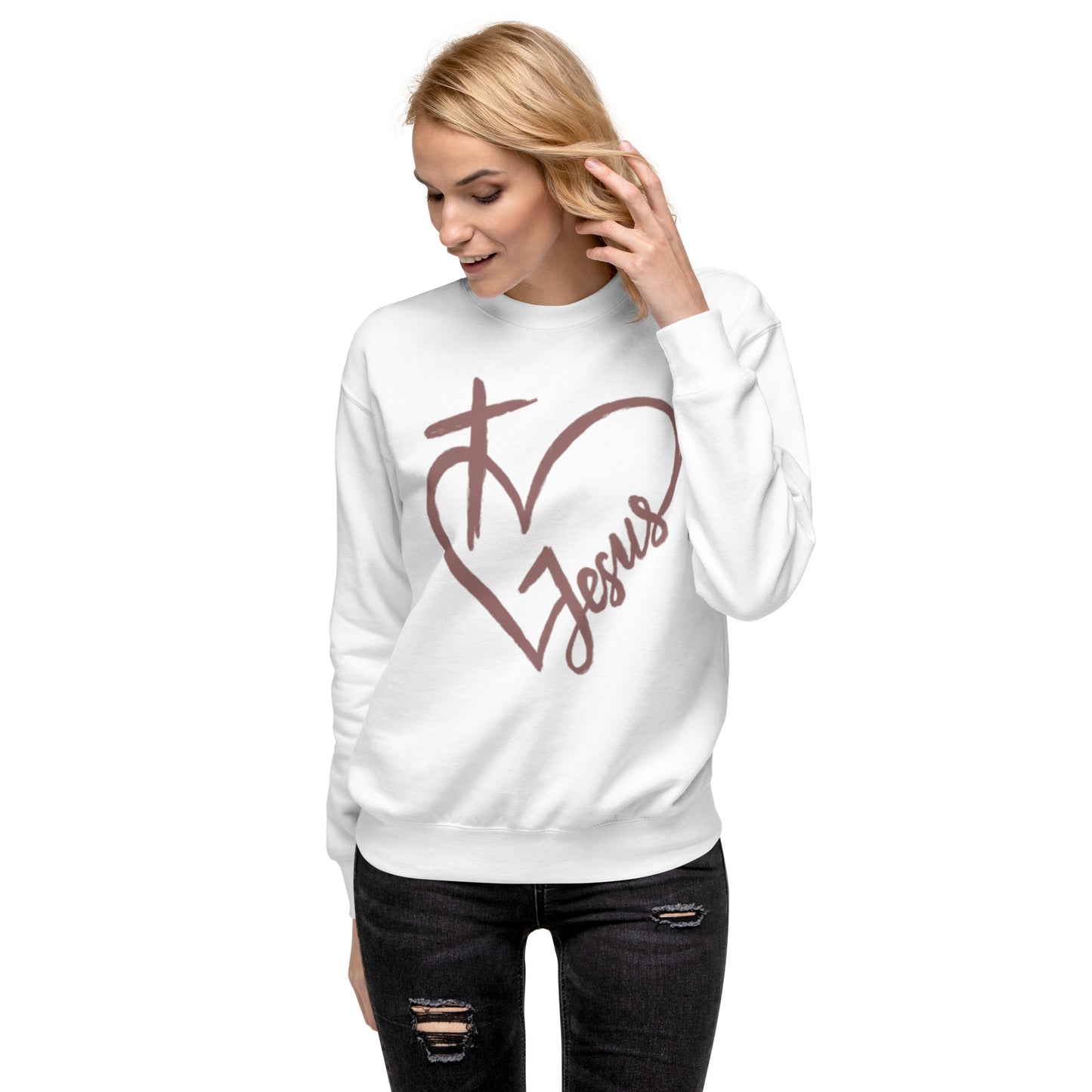 Heart Cross Jesus Unisex Premium Sweatshirt