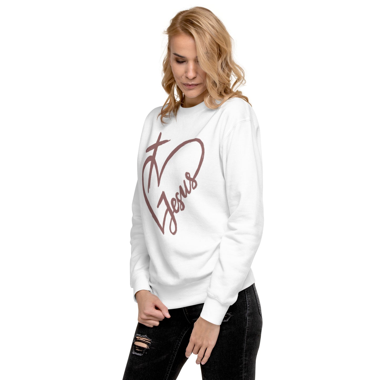 Heart Cross Jesus Unisex Premium Sweatshirt