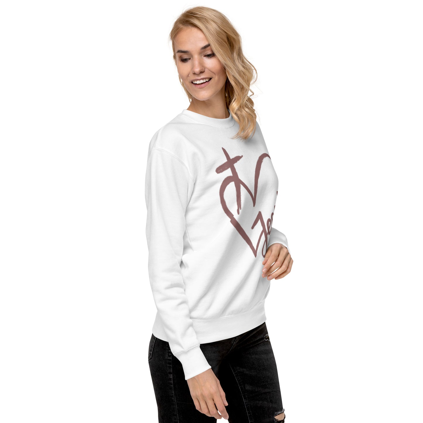 Heart Cross Jesus Unisex Premium Sweatshirt