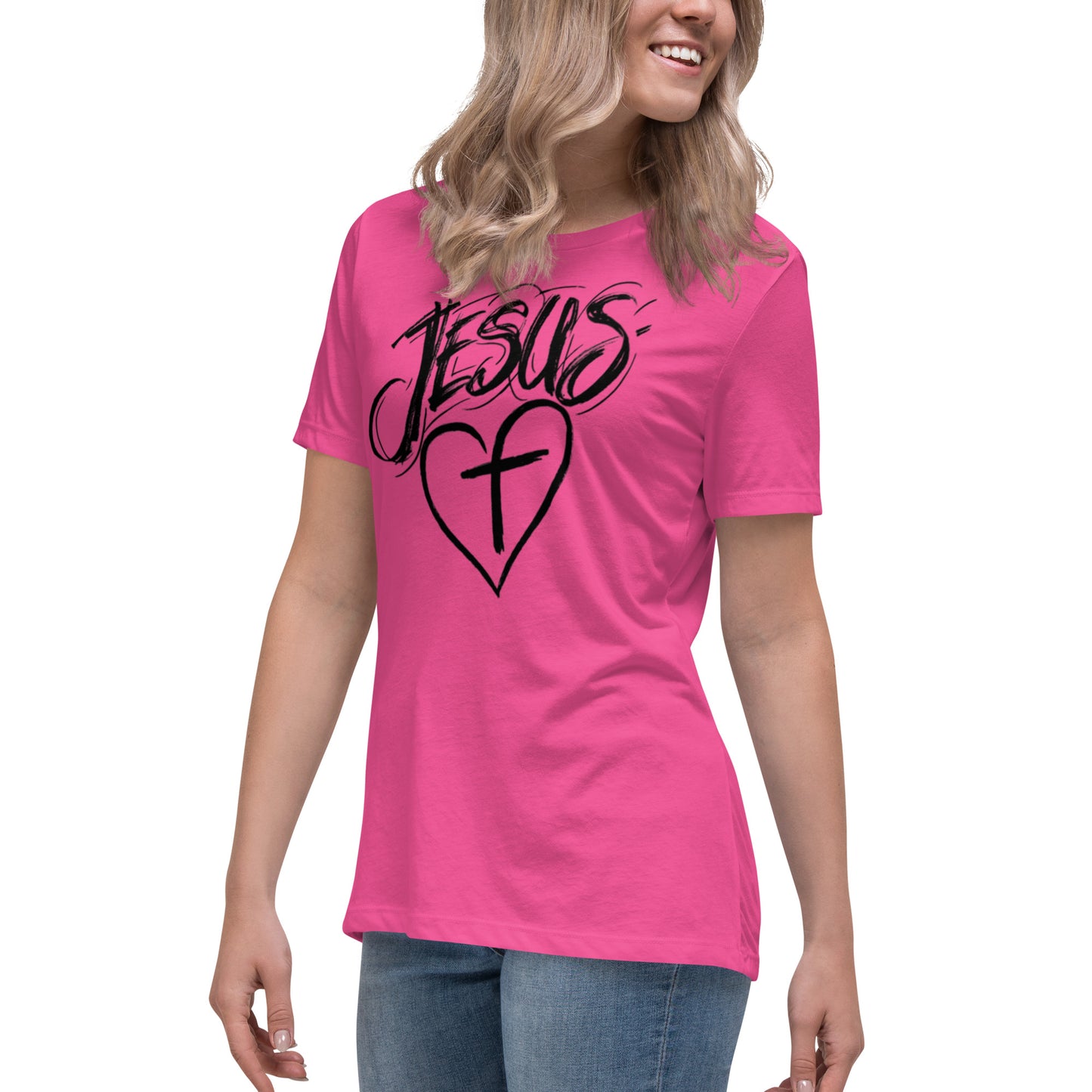 Jesus Heart Cross Women's Relaxed T-Shirt