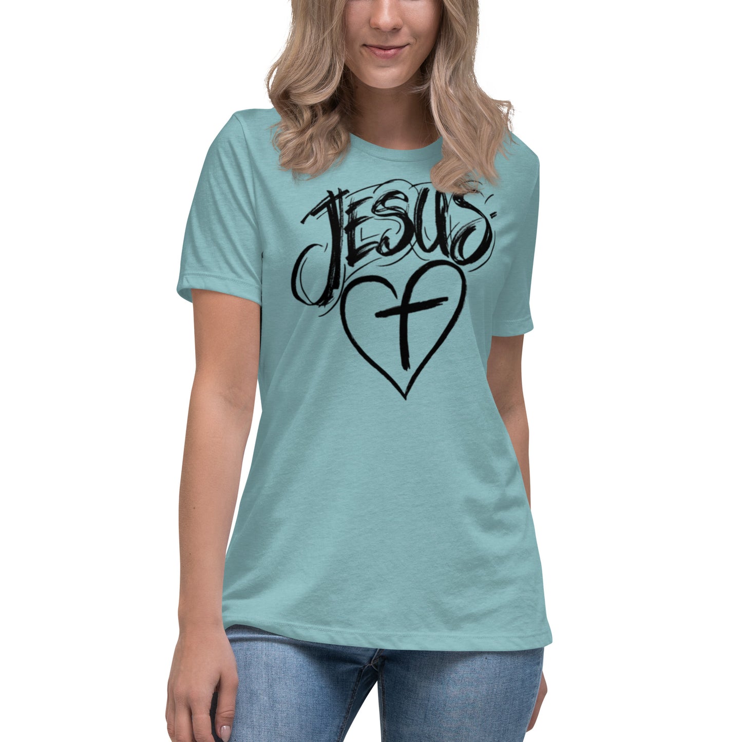 Jesus Heart Cross Women's Relaxed T-Shirt