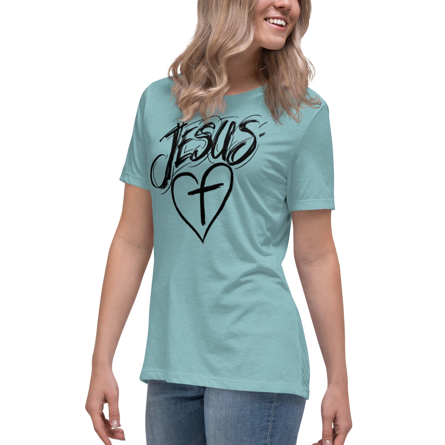 Jesus Heart Cross Women's Relaxed T-Shirt