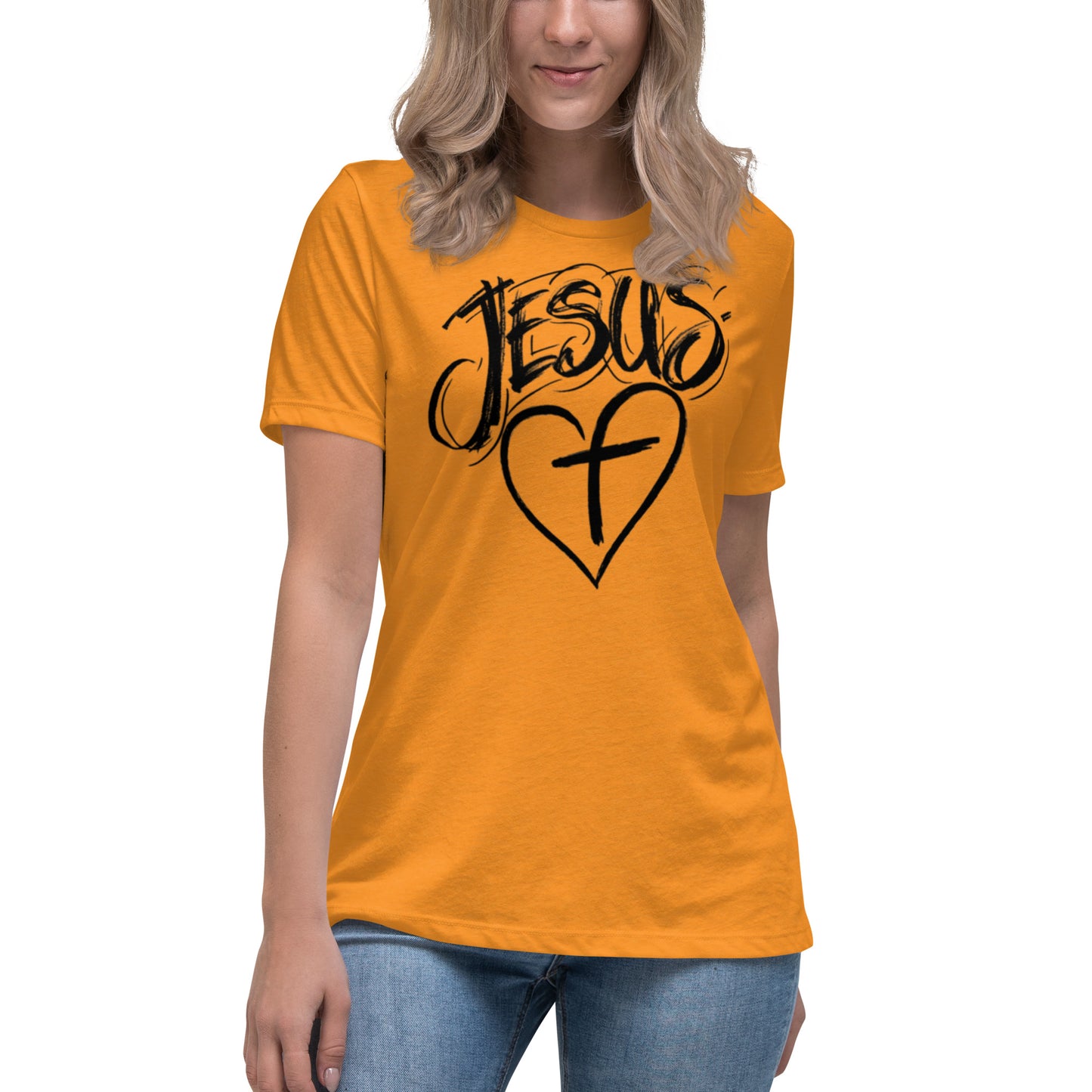 Jesus Heart Cross Women's Relaxed T-Shirt