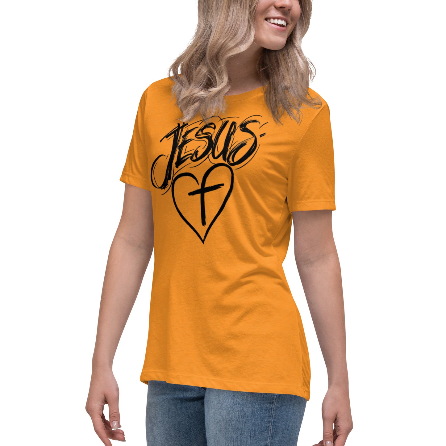 Jesus Heart Cross Women's Relaxed T-Shirt