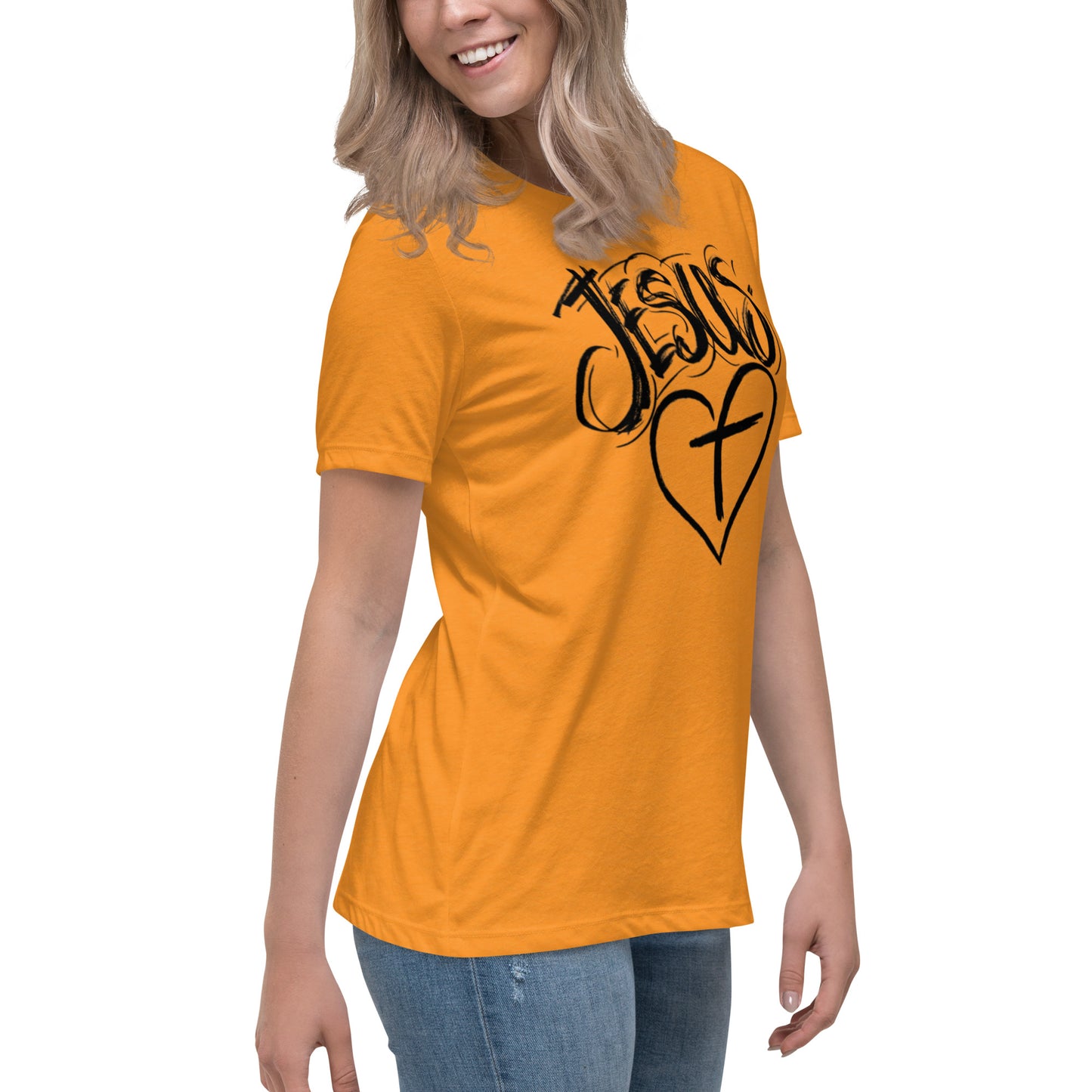 Jesus Heart Cross Women's Relaxed T-Shirt