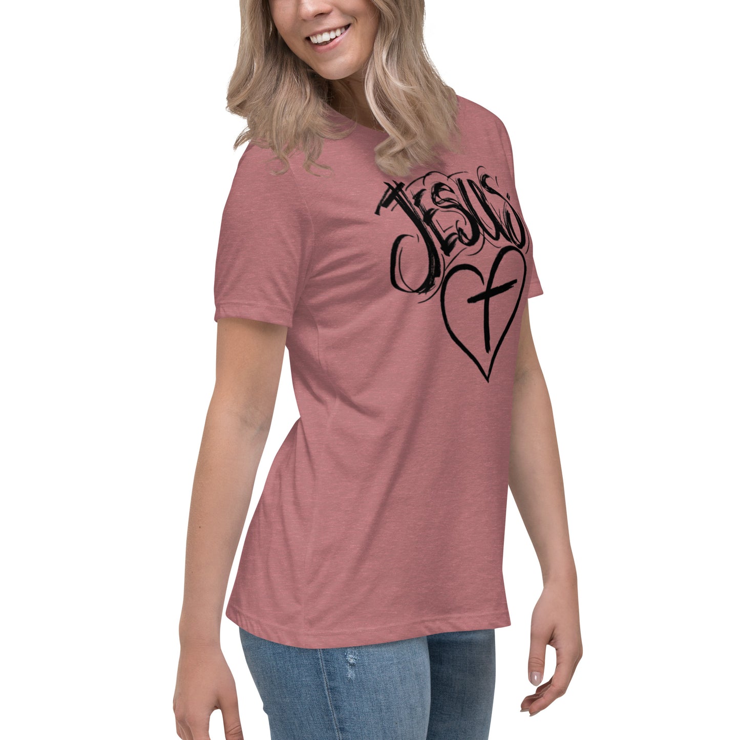 Jesus Heart Cross Women's Relaxed T-Shirt