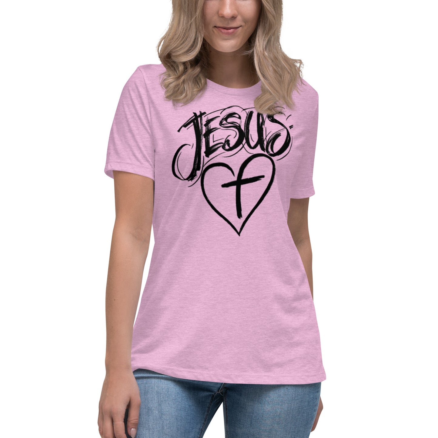 Jesus Heart Cross Women's Relaxed T-Shirt