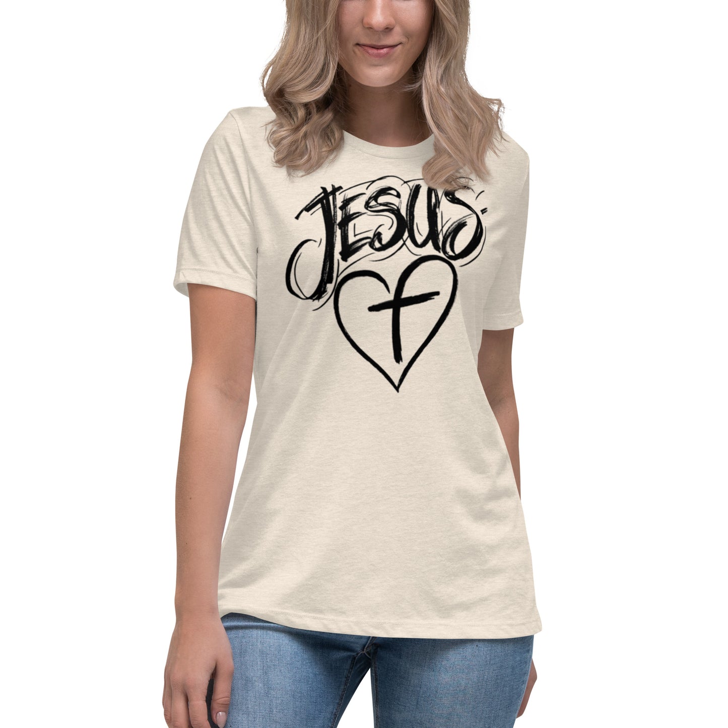 Jesus Heart Cross Women's Relaxed T-Shirt