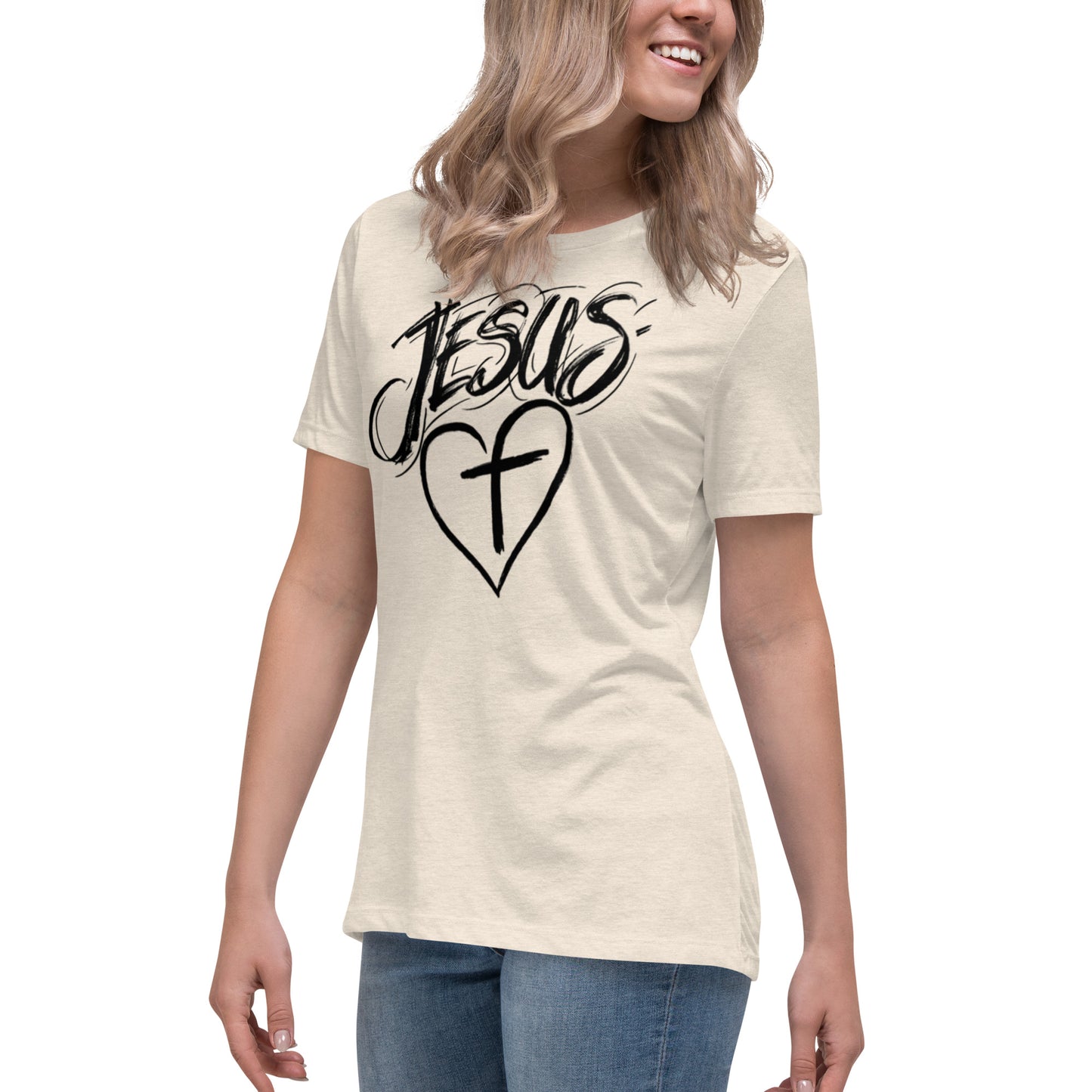 Jesus Heart Cross Women's Relaxed T-Shirt