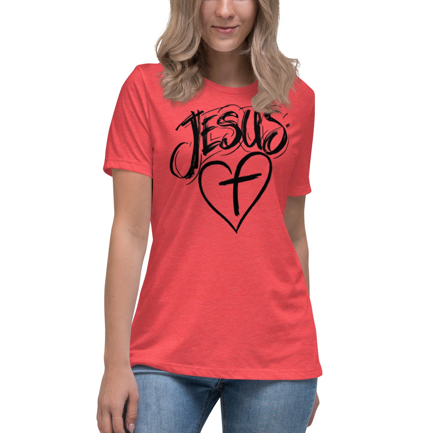 Jesus Heart Cross Women's Relaxed T-Shirt