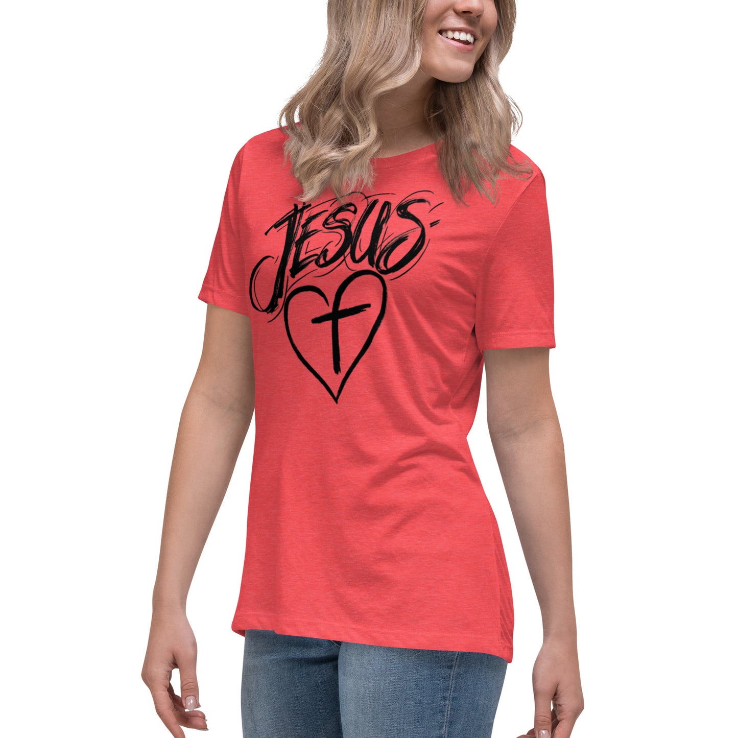 Jesus Heart Cross Women's Relaxed T-Shirt