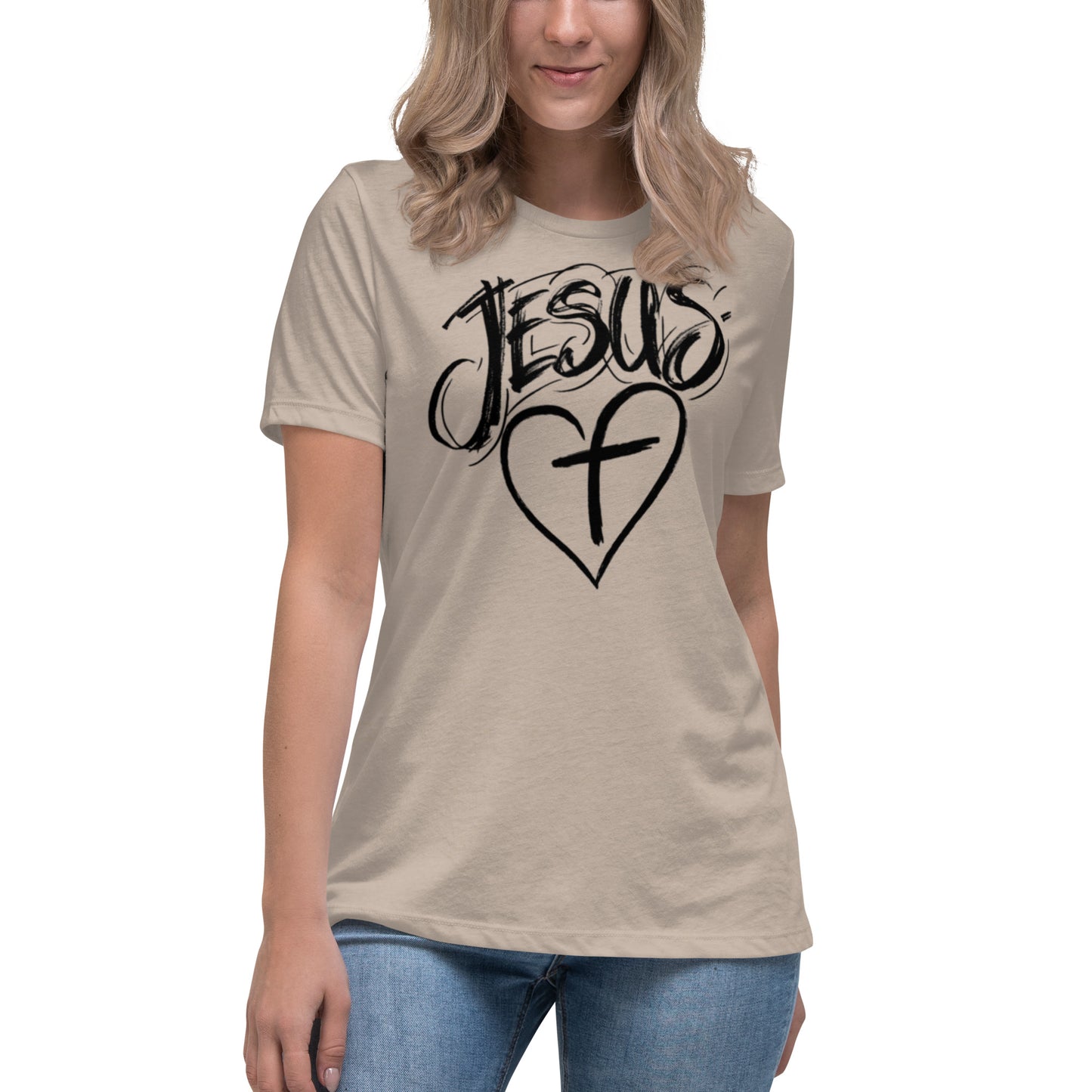 Jesus Heart Cross Women's Relaxed T-Shirt