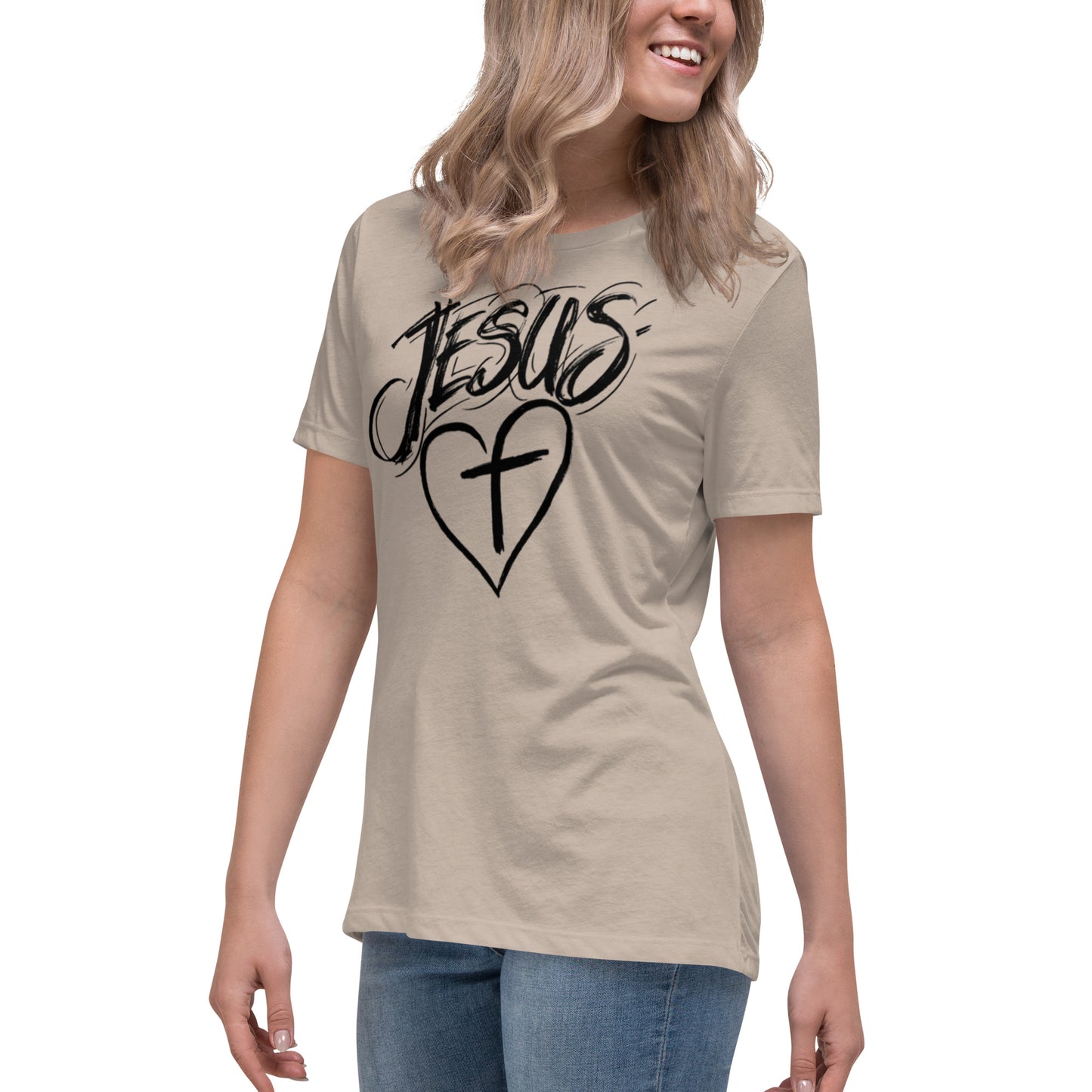 Jesus Heart Cross Women's Relaxed T-Shirt