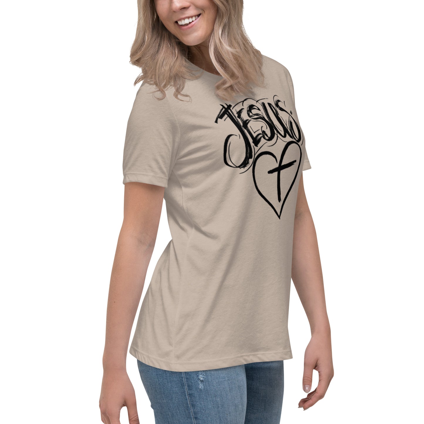 Jesus Heart Cross Women's Relaxed T-Shirt