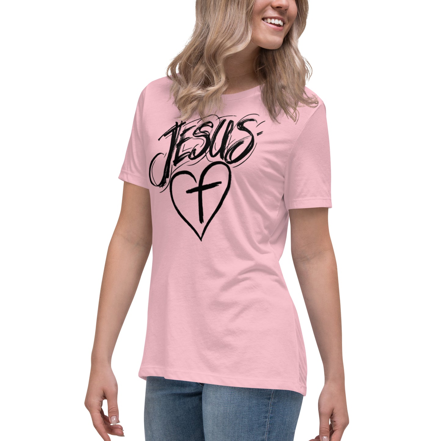 Jesus Heart Cross Women's Relaxed T-Shirt