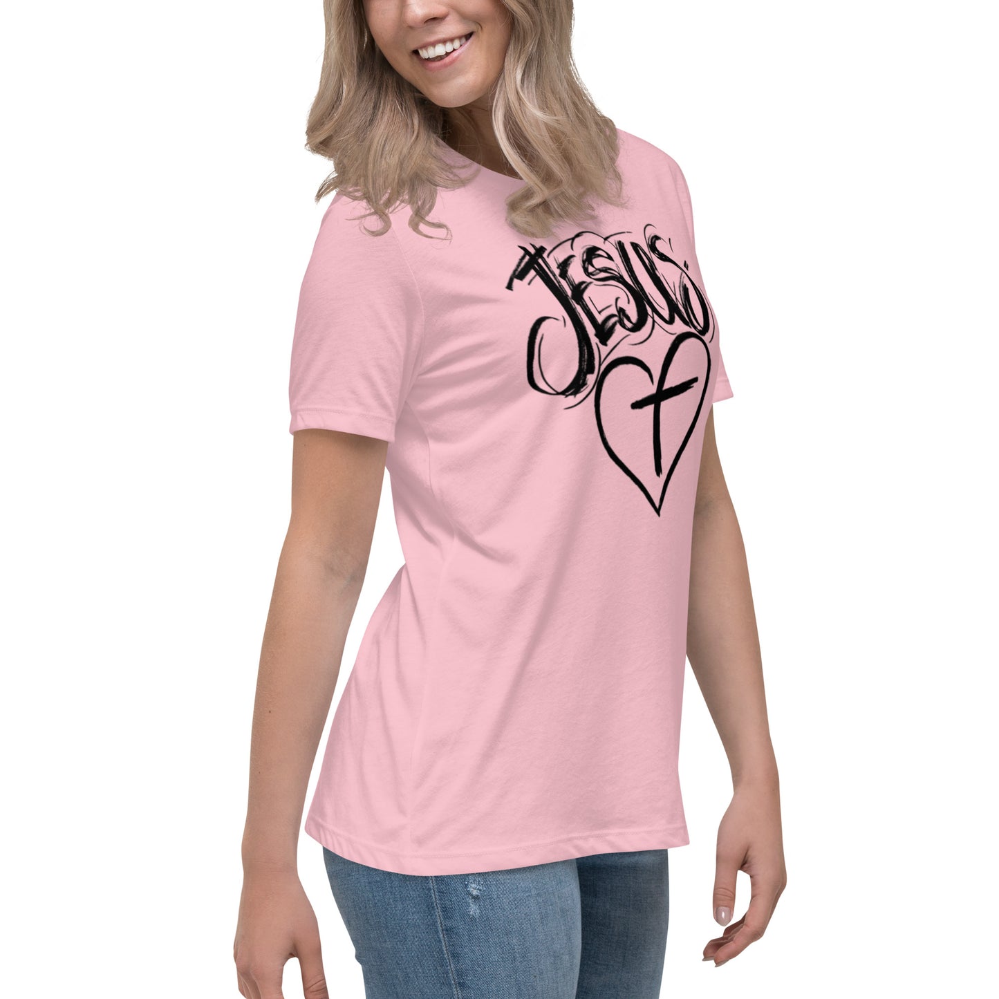 Jesus Heart Cross Women's Relaxed T-Shirt