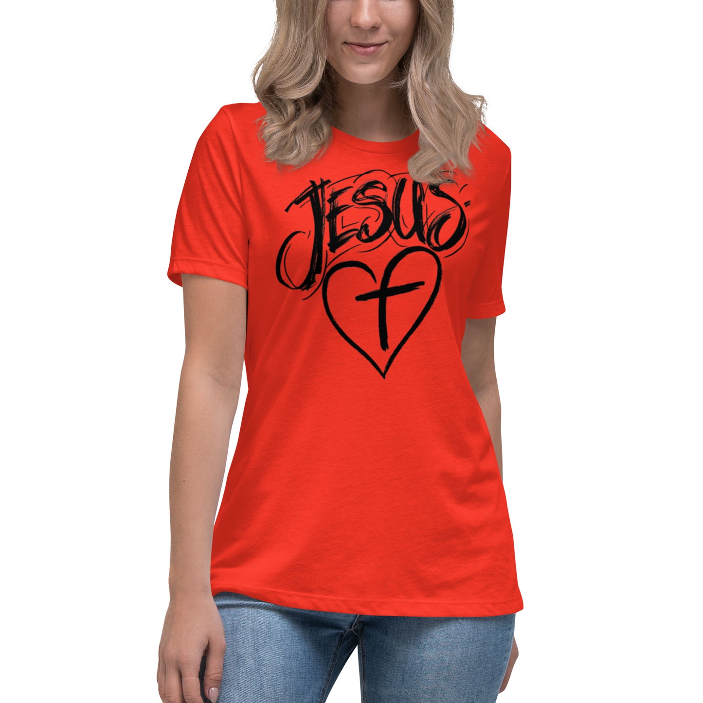 Jesus Heart Cross Women's Relaxed T-Shirt