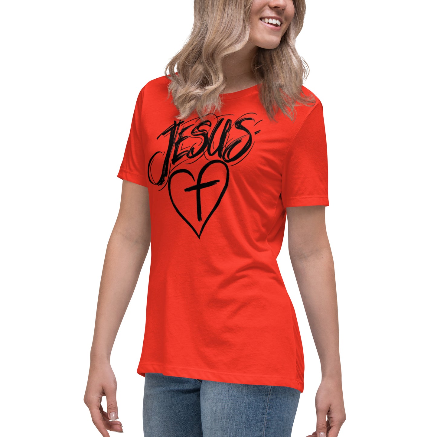 Jesus Heart Cross Women's Relaxed T-Shirt