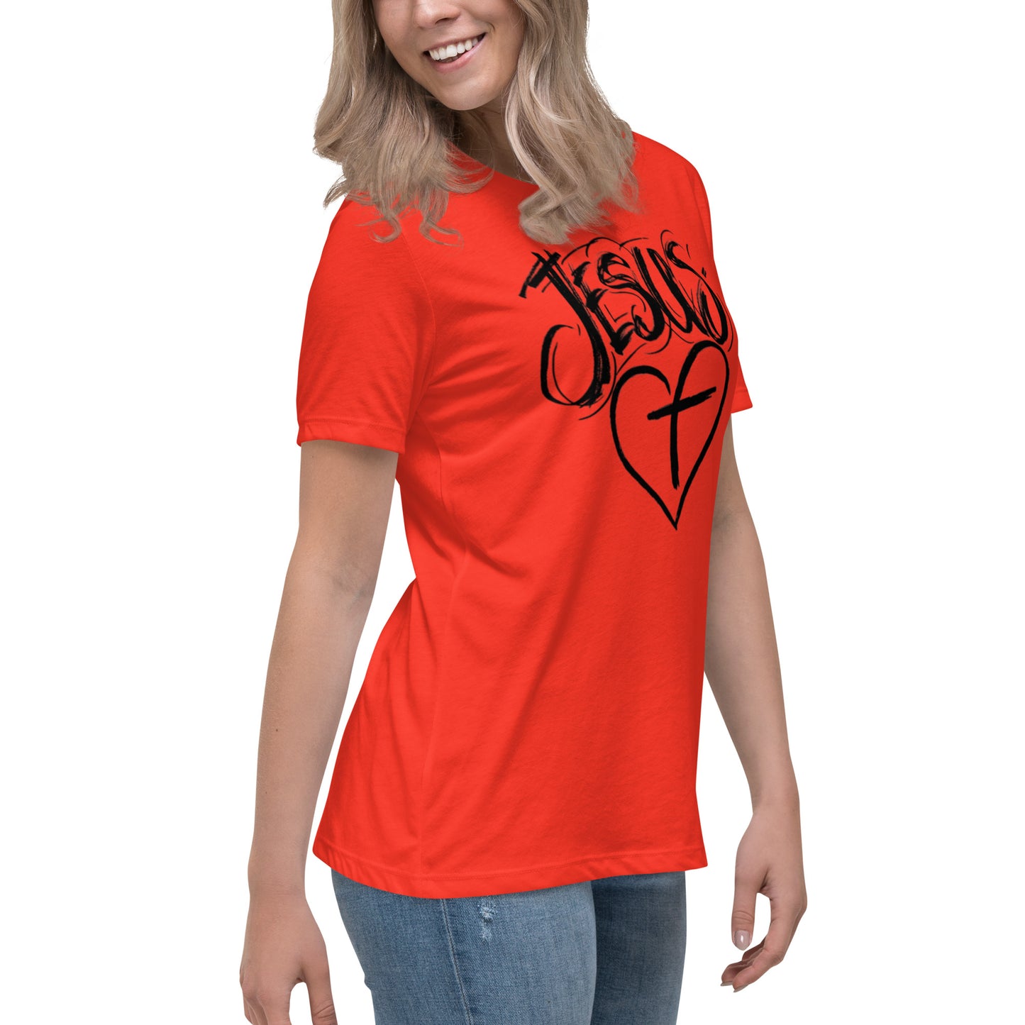 Jesus Heart Cross Women's Relaxed T-Shirt