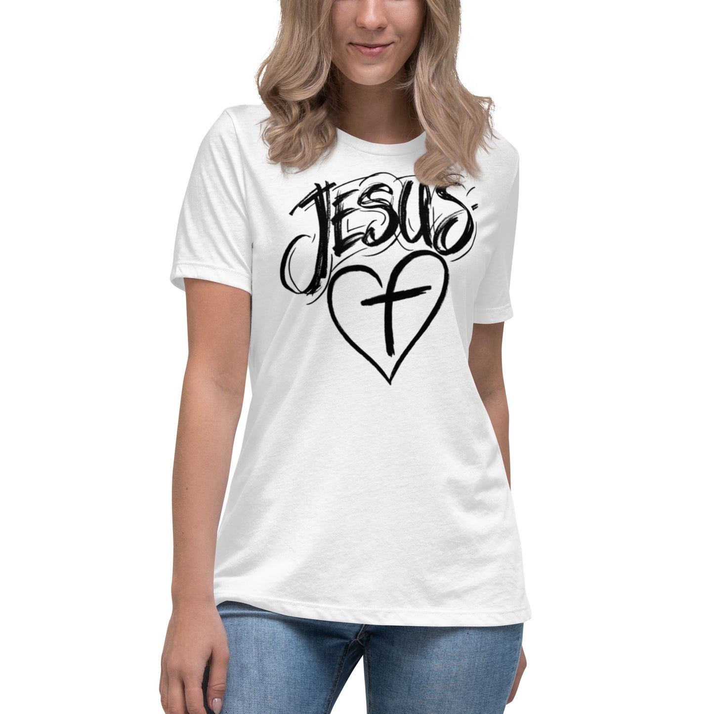 Jesus Heart Cross Women's Relaxed T-Shirt