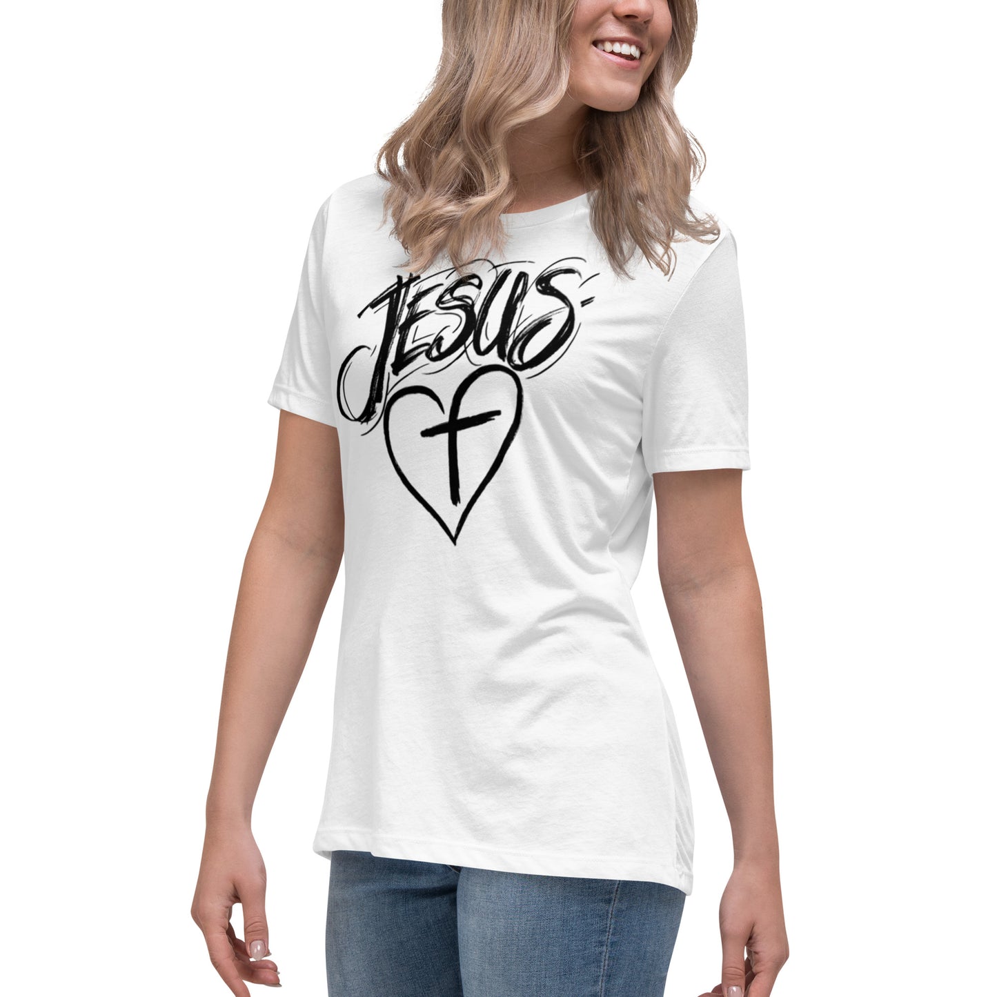 Jesus Heart Cross Women's Relaxed T-Shirt